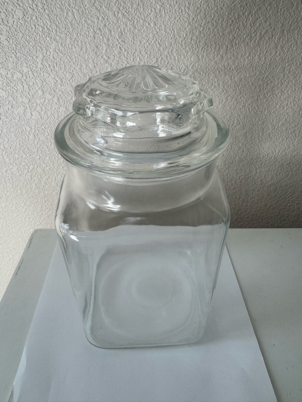 Clear Glass Canister with Decorative Glass Lid